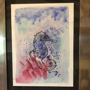 Sea horse watercolor painting